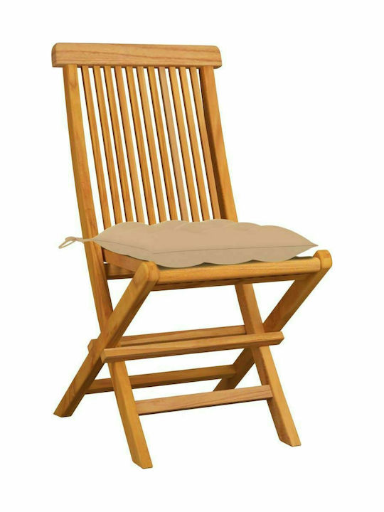 Καρέκλα Εξωτερικού Χώρου Ξύλινη Μπεζ με Μαξιλάρι 4τμχ 47x60x89εκ.