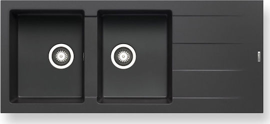 Pyramis Athlos 2B 1D 070039611 Drop-In Chiuvetă din Granit Sintetic L116xW50cm Carbon