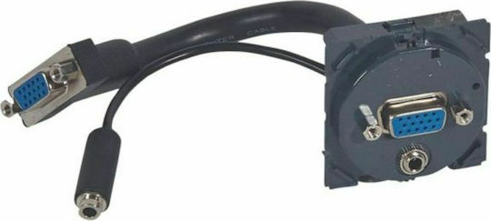Legrand Celiane Audio & Video VGA Socket Mechanism Black HD15 & Jack Προκαλωδιωμένη 067376