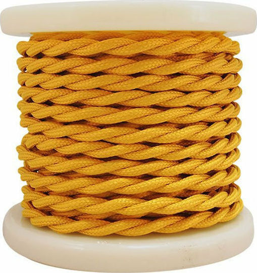 Elvhx Textile Υφασμάτινο Καλώδιο 2x0.75mm² Στριφτό 10m σε Κίτρινο Χρώμα 10m EL338013