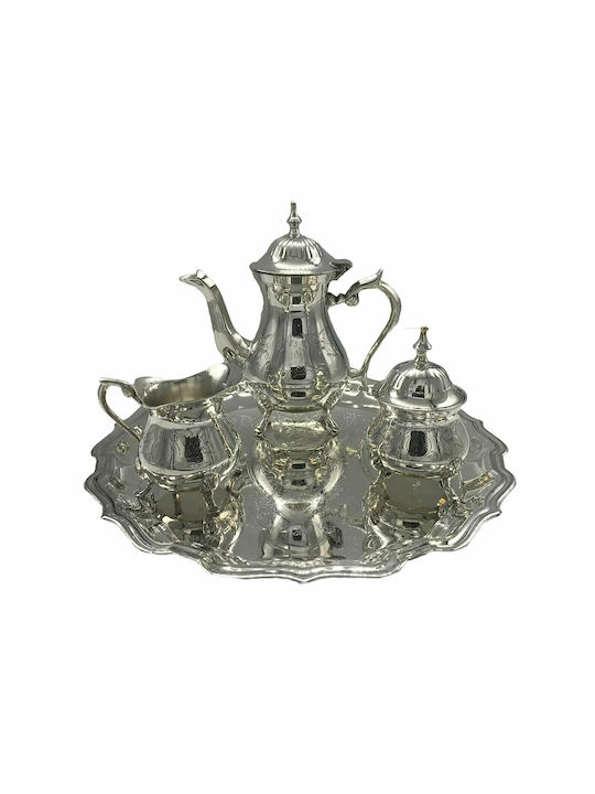 Karvounis Teeset mit Tasse Aluminium Silber 4Stück