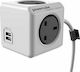 Allocacoc PowerCube 4 Θέσεων με 2 USB-A και Καλώδιο 1.5m Γκρι Αγγλίας (Type G)