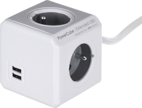 Allocacoc PowerCube 4 Θέσεων με 2 USB-A και Καλώδιο 3m