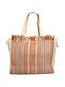 Verde 58-0013 Fabric Beach Bag Multicolour with Stripes