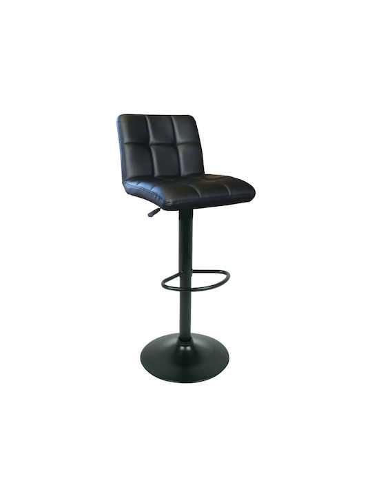 Stool Bar Lino with Back & Adjustable Height Black 44x50x83-113cm