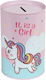 Keskor Einhorn Kinder Spardose Metallisch Rosa ...