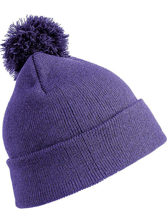 Result Ανδρικός Pom Pom Beanie Σκούφος σε Μωβ χρώμα