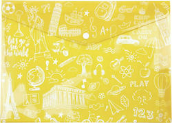 Typotrust Folder with Button for Paper A4 Yellows Doodle