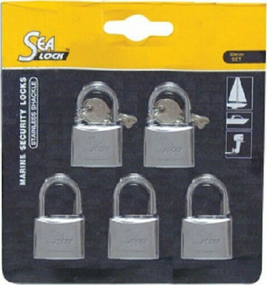 Lalizas SeaLock Steel Padlock Brass with Key 30mm 5pcs