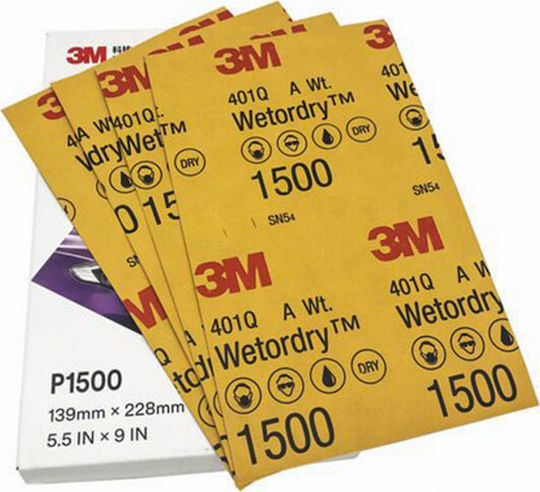 3M Imperial Wetordry 401Q/1500 Sandpaper Simple Sanding Sheet K1500 139x228mm