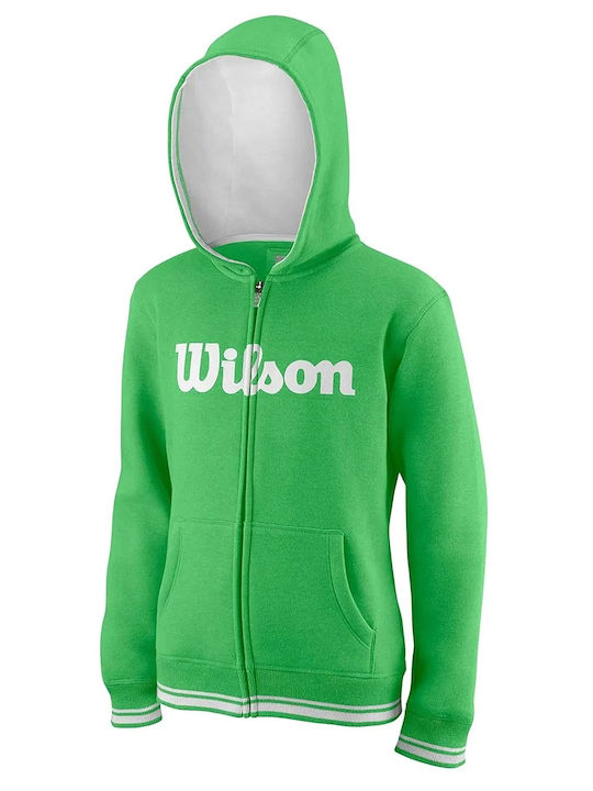 Wilson Athletic Kids Cardigan Sweatshirts Hooded Green Script Full Zip