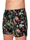 12-4076A Herren Badebekleidung Shorts Schwarz Blumen