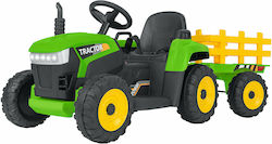 Kids 12V Electric Ride On Tractor with Trailer Green