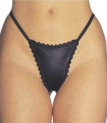 Allure Lingerie AL2-133 Leather G-string with Elastic Back Εσώρουχο Black