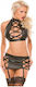 Allure Lingerie AK12-1302 Crossed Dame Top & Skirt Set Black