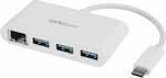 StarTech USB 3.0 Hub 4 Θυρών με σύνδεση USB-C / Ethernet Λευκό