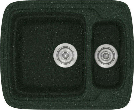 Sanitec Classic Drop-In Kitchen Sink from Liquid Granite M60xP51cm Granite Green