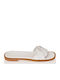 Sante Leather Women's Flat Sandals in White Color