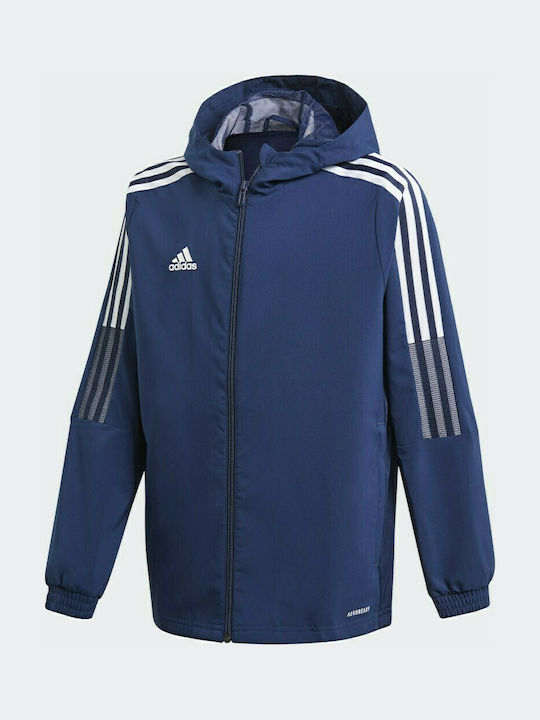 Kids' Sports Jacket Short Windproof with Hood Blue Tiro 21
