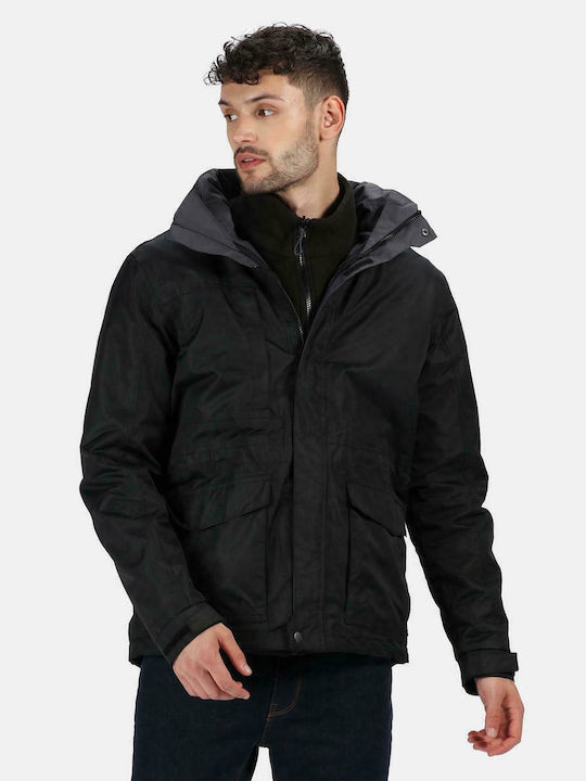 Regatta Benson III TRA147 Herren Winter Jacke Lässig Wasserdicht und winddicht Schwarz