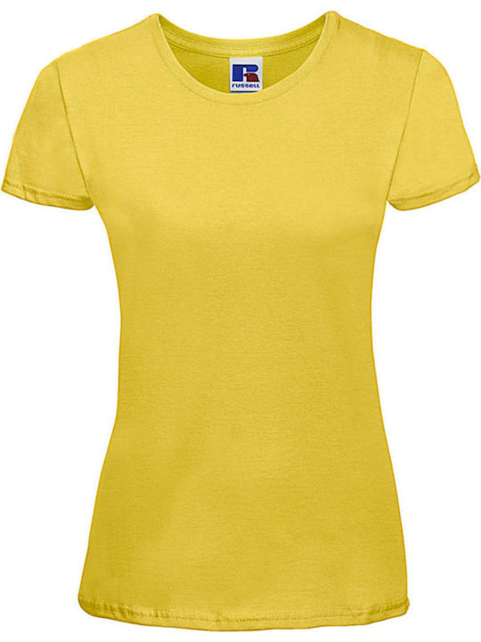 Russell Europe Γυναικείο Διαφημιστικό T-shirt Κοντομάνικο σε Κίτρινο Χρώμα