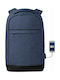 Blaupunkt Men's Fabric Backpack Waterproof with USB Port Navy Blue