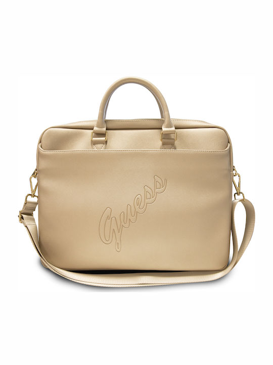Guess Vintage Script Geantă De umăr / de mână pentru laptop 15.6" în culoarea Auriu