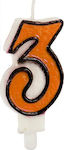 Κεράκι Γενεθλίων Νούμερο 3 Πορτοκαλί