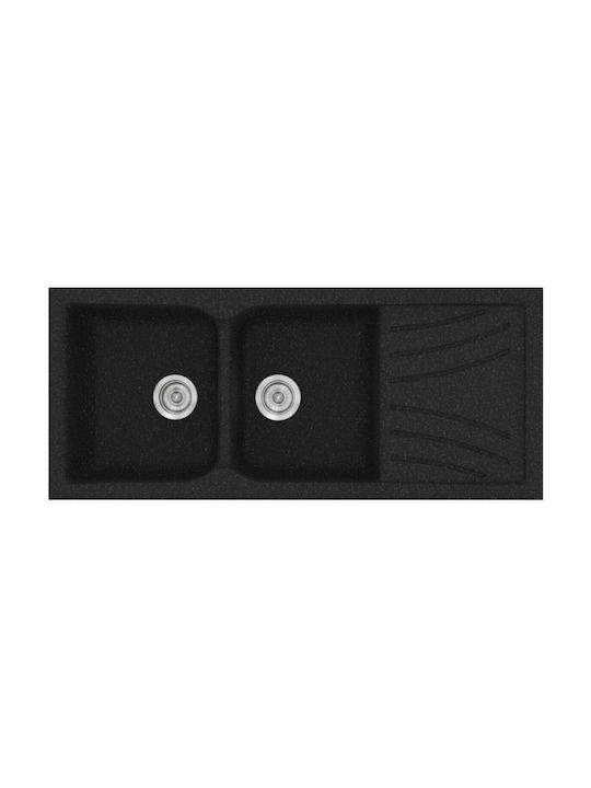 Sanitec Classic Undermount Sink Synthetic Granite W115xD50cm Granite Black