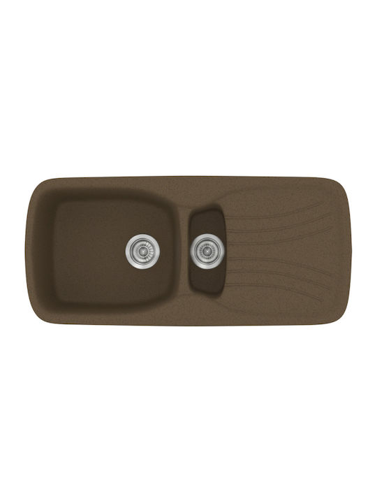 Sanitec Classic Drop-In Spüle Links aus Verbundgranulat B97xT51cm Granite Rust