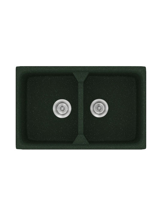 Sanitec Classic Drop-In Spüle aus Verbundgranulat B78xT51cm Granite Green