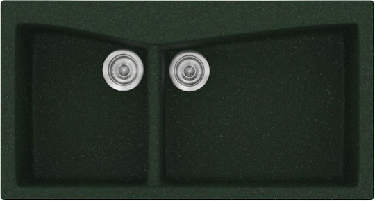 Sanitec Classic Drop-In Spüle Rechts aus Verbundgranulat B93xT51cm Granite Green