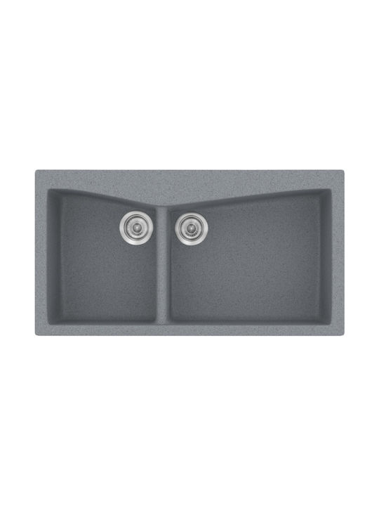 Sanitec Classic Drop-In Chiuvetă Dreapta din Granit Sintetic L93xW51cm argintiu metalic