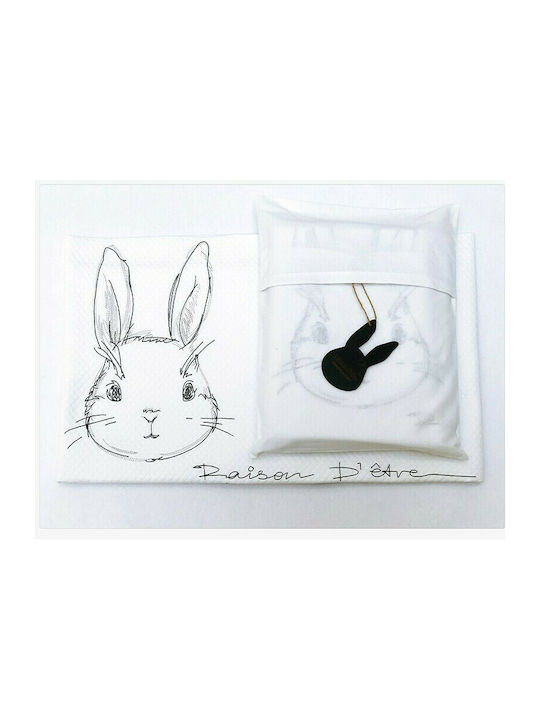Raison D' Etre Κουβέρτα Κούνιας Rabbit De Niro Πικέ Λευκή 120x160εκ.