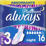 Always Platinum Ultra Night Hygienepads mit Flügeln Nacht für Starke Strömung 6 Tropfen Größe 3 16Stück