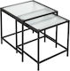 Square Zigon Nesting Glass Transparent Black 2 Pieces M45xW45xH50cm