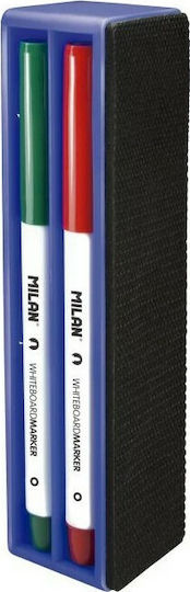 Milan Sponge for Whiteboard with 4 Markers on Magnetic Base Multicolour 165894