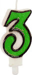 Κεράκι Γενεθλίων Νούμερο 3 Πράσινο