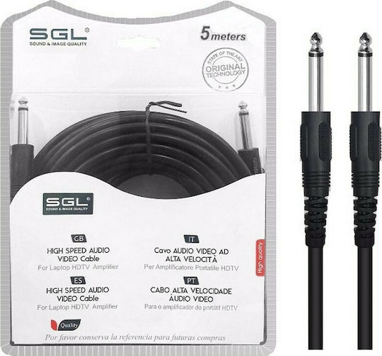 SGL Kabel 6,3mm Stecker - 6,3mm Stecker 5m Schwarz (197247)