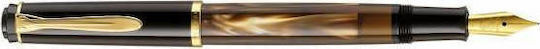 Pelikan M200 Classic Marbled Πένα Γραφής Fine Καφέ από Ατσάλι με Μπλε Μελάνι