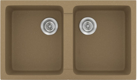 Sanitec Classic Drop-In Spüle aus Verbundgranulat B86xT50cm Metallic Coffee