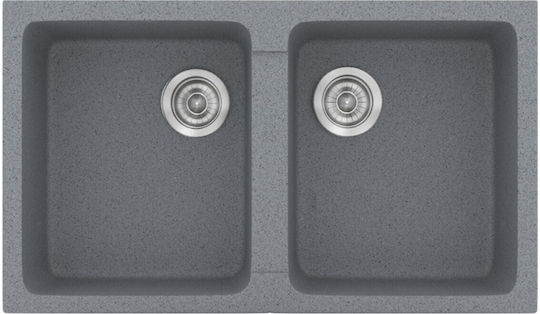 Sanitec Classic Drop-In Spüle aus Verbundgranulat B86xT50cm Metallic Silver