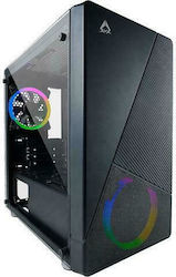 Azza Noir 130 Gaming Midi Tower Computer Case with Window Panel and RGB Lighting Black