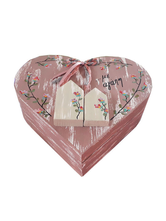 Kapadakis Wood Art Wooden Jewellery Box Pink 16x16x5cm