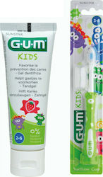 GUM Promo Kids Set Periuță de Dinți pentru Copii și Bebeluși cu Gust de Căpșuni pentru 3+ ani 50ml 2buc Verde