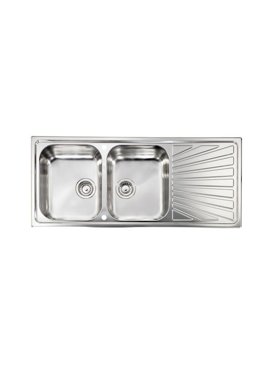 Sanitec Ένθετος Νεροχύτης Inox Σαγρέ Μ116xΠ50cm Ασημί