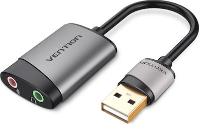 Vention Εξωτερική USB Κάρτα Ήχου σε Γκρι χρώμα OMTP-CTIA