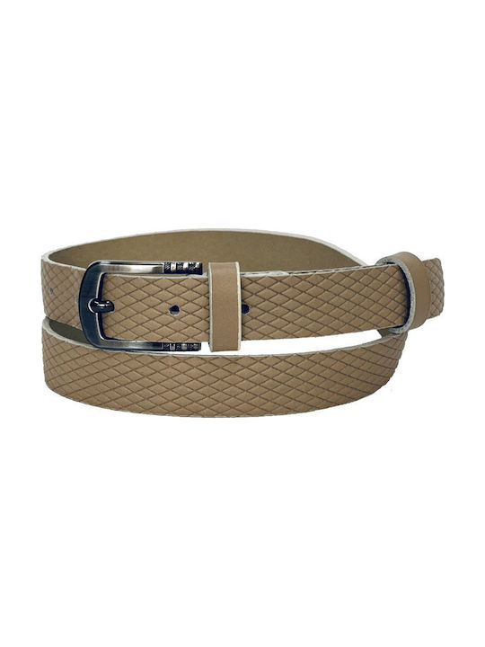 Women's Belt made of Genuine Leather of Excellent Quality with 2,5cm Pyrography of Greek Manufacture in Nude