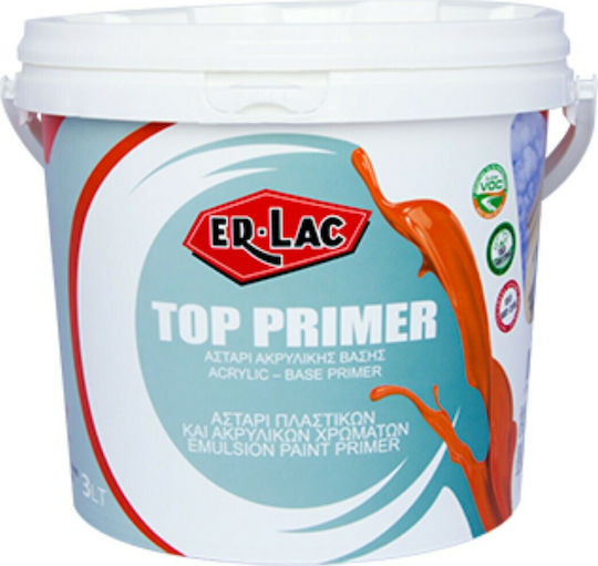 ER-LAC Top Primer Primer Water Soluble Acrylic Base Primer Suitable for Plasterboard / Construction Materials / Masonry 10lt