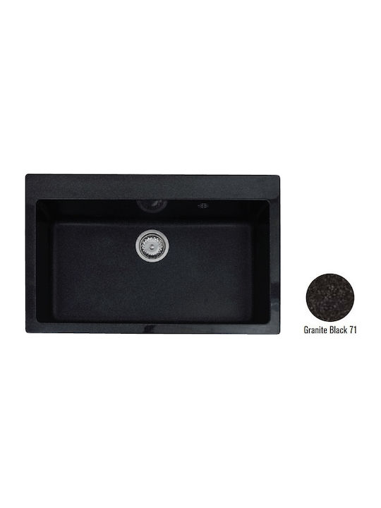 Crown R-81 Economic 6881 6881-71 Drop-In Sink Synthetic Granite W78.5xD49.5cm Granite Black